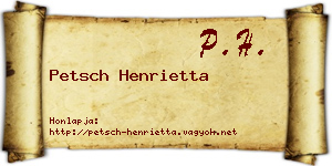Petsch Henrietta névjegykártya